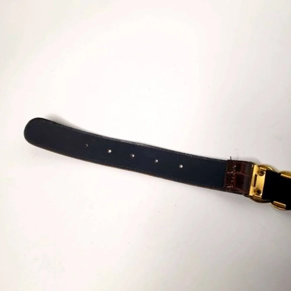 Croc Embossed Gold‎ Coin Stretch Belt OS